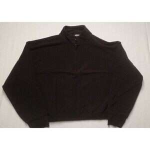 Victoria Secret Cropped Light Henley Style Long Sleeve Black 1/4 Zip Size XL